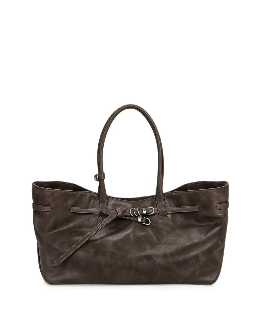 MARGE SHERWOOD Brown Grandma Belted Leather Shoulder Bag