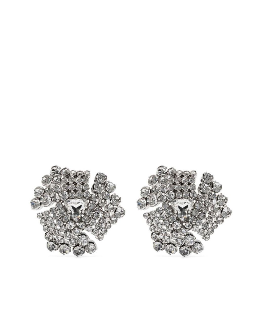 Alessandra Rich Crystal embellished Clip on Earrings in Grey Lyst UK