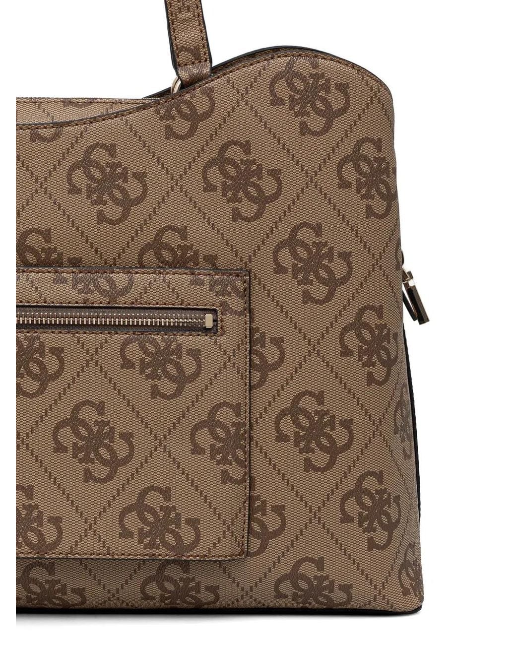 Guess Brown Jaine Logo-Monogram Horsebit Tote Bag