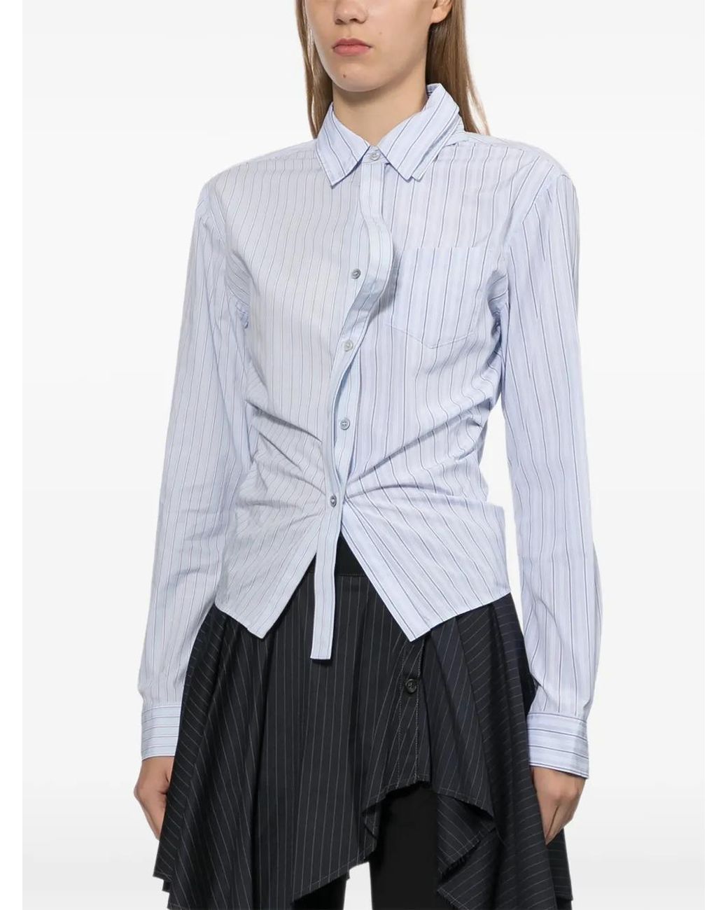 ANDERSSON BELL White Split-Stripe Contour Shirt