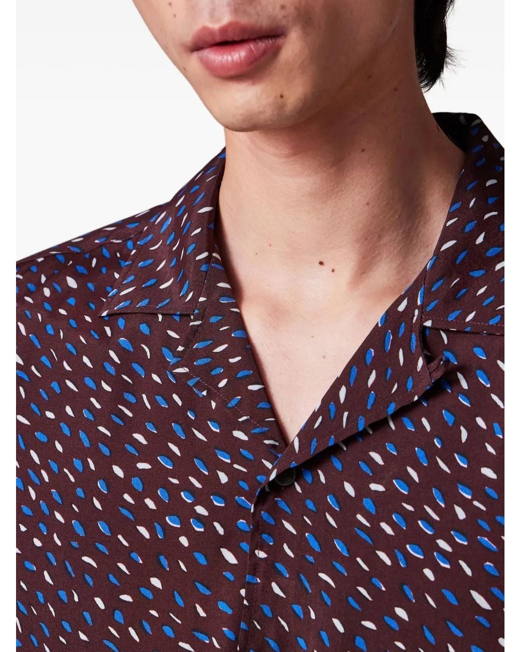 Paul Smith Purple Screen Dance Print Camp-Collar Shirt for men