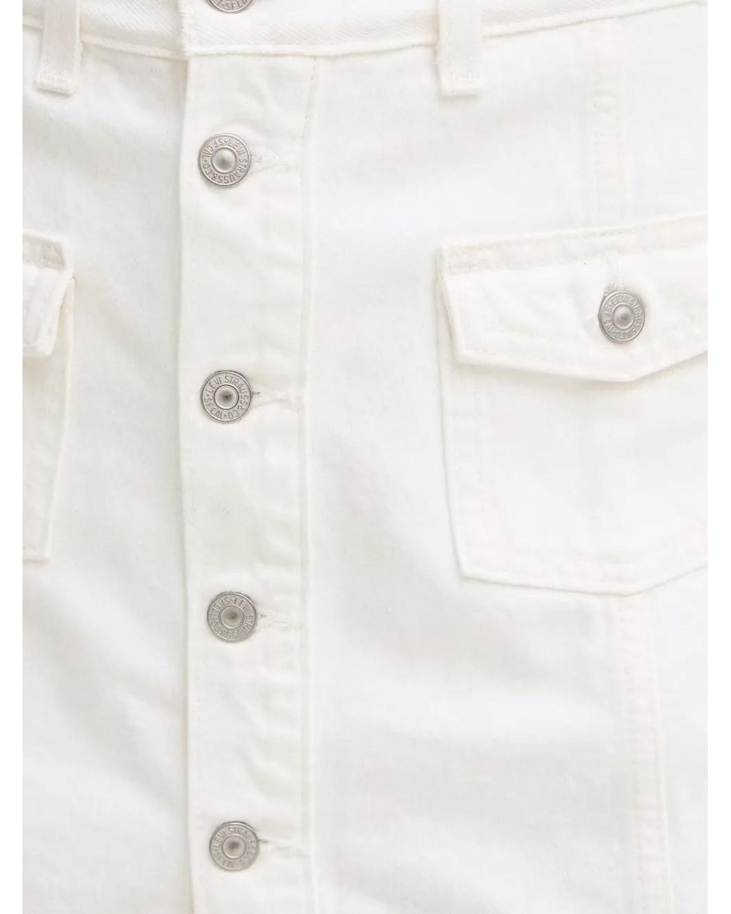 Levi's White Button-Up Cargo Mini Skirt