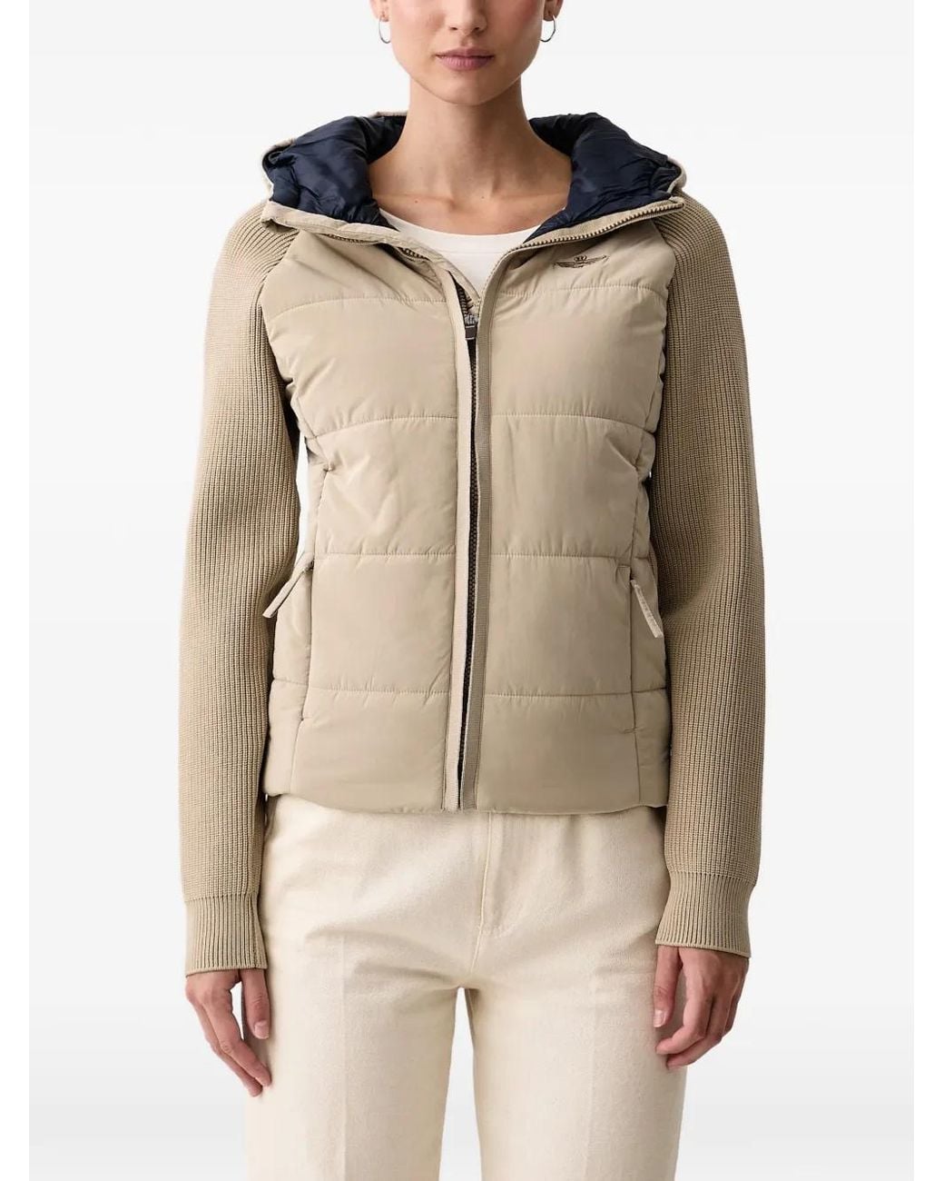 Aeronautica Militare Natural Veste Matelassée À Empiècements En Maille