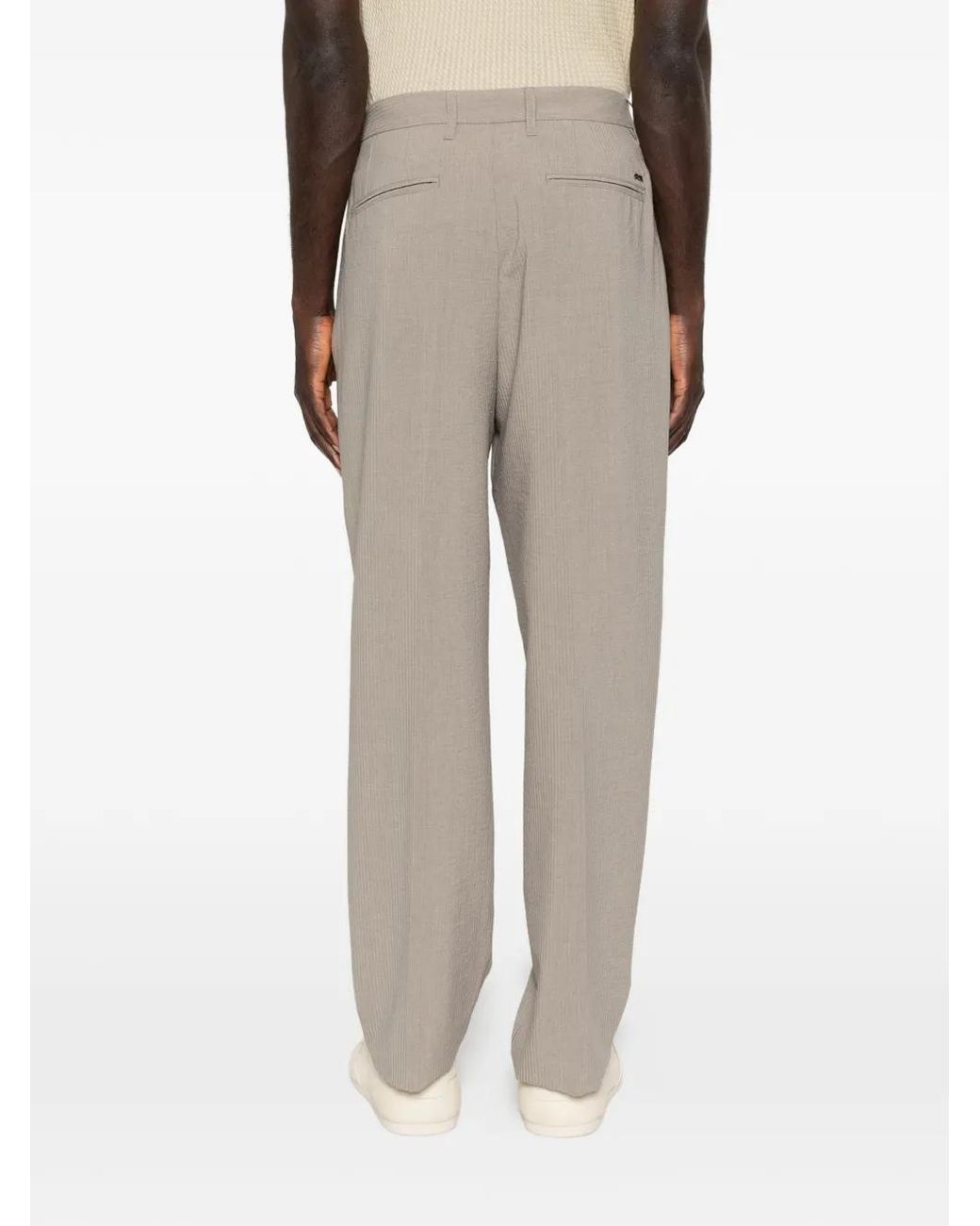 Emporio Armani Gray Straight Trousers for men