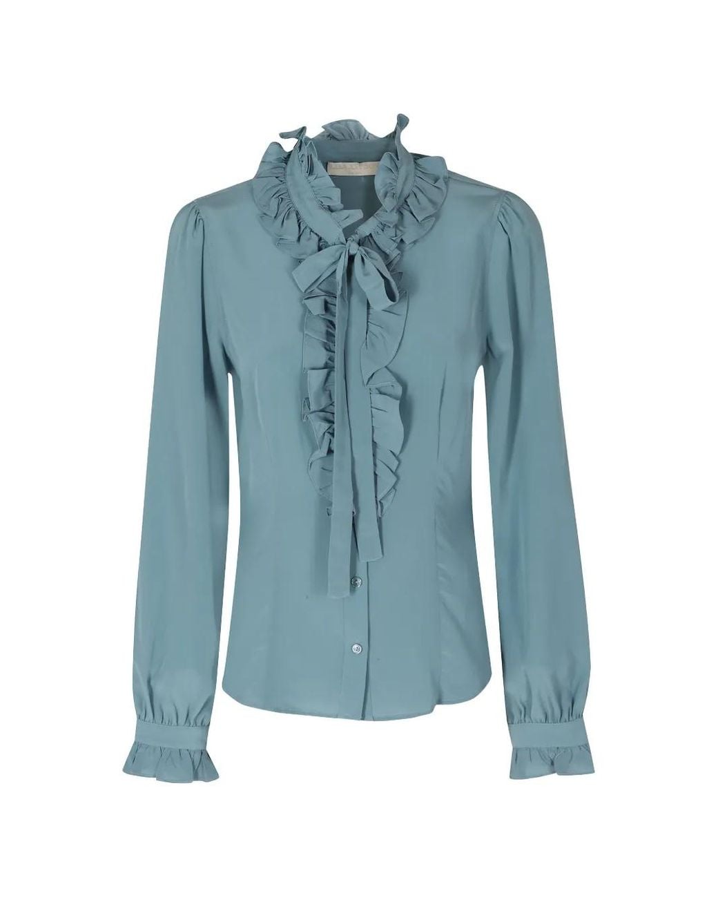 Ulla Johnson Blue Catroux Ruffled Silk Blouse