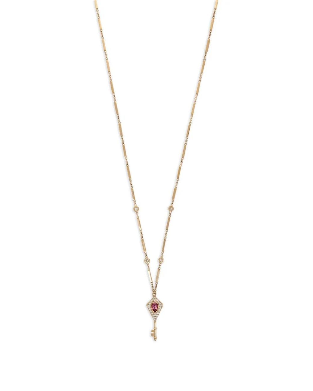 Jacquie Aiche Metallic 14K Tourmaline And Diamond Key Pendant Necklace