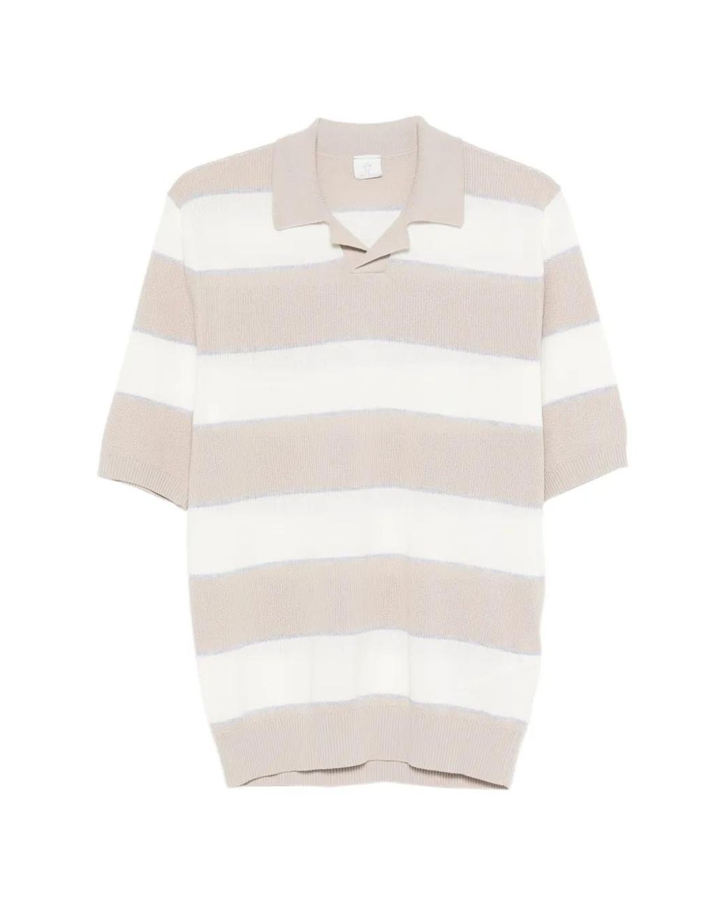 Eleventy White Striped Short-Sleeve Knitwear for men