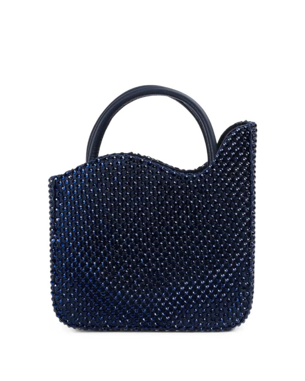 Le Silla Blue Small Ivy Crystal-Embellished Tote Bag