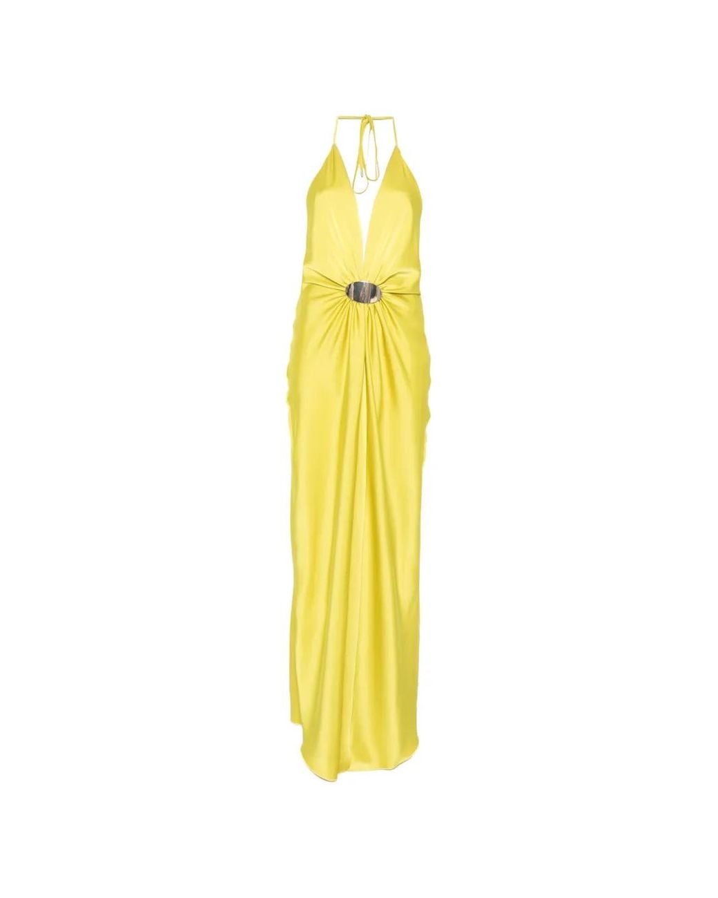 SIMONA CORSELLINI Metallic Halter-Neck Maxi Dress