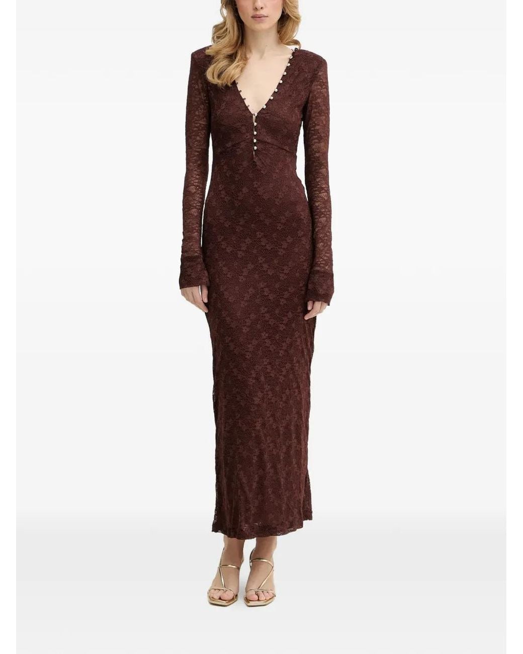 Bardot Purple Lace V-Neck Dress