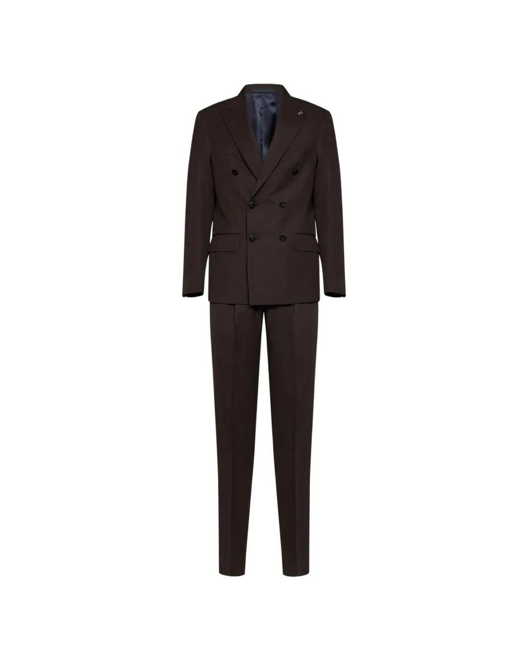 D4.0 Black Double-Breasted Wool Suit for men
