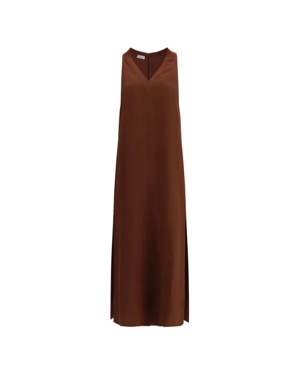 Brunello Cucinelli Brown V-neck Dress