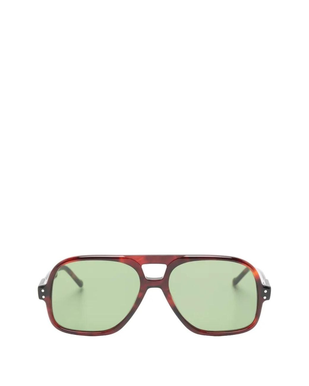 Lesca Green Lotus Pilot-Frame Sunglasses