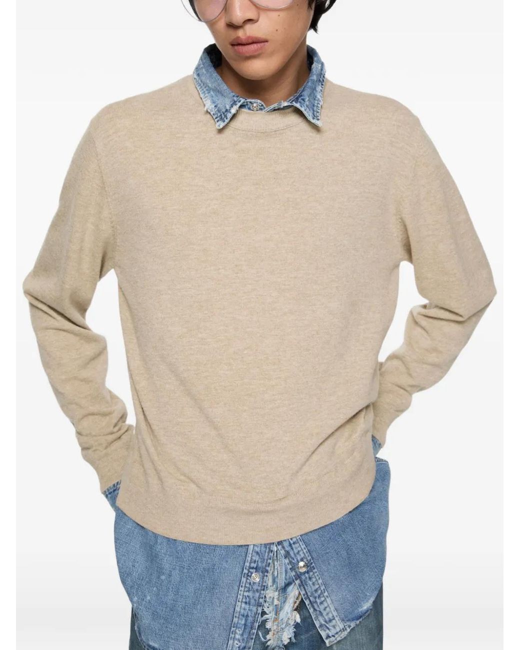 Acne White Layered Wool Sweater