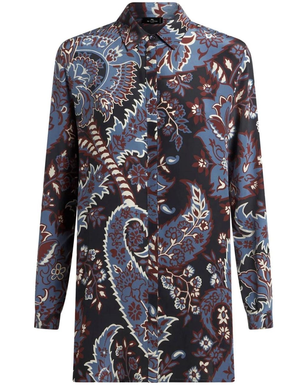 Etro Blue Printed Silk Shirt