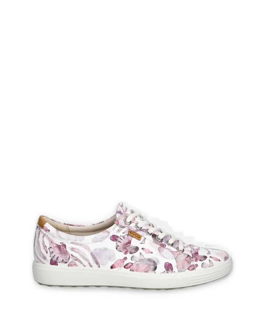 Ecco White Soft 7 Floral-Print Leather Sneakers