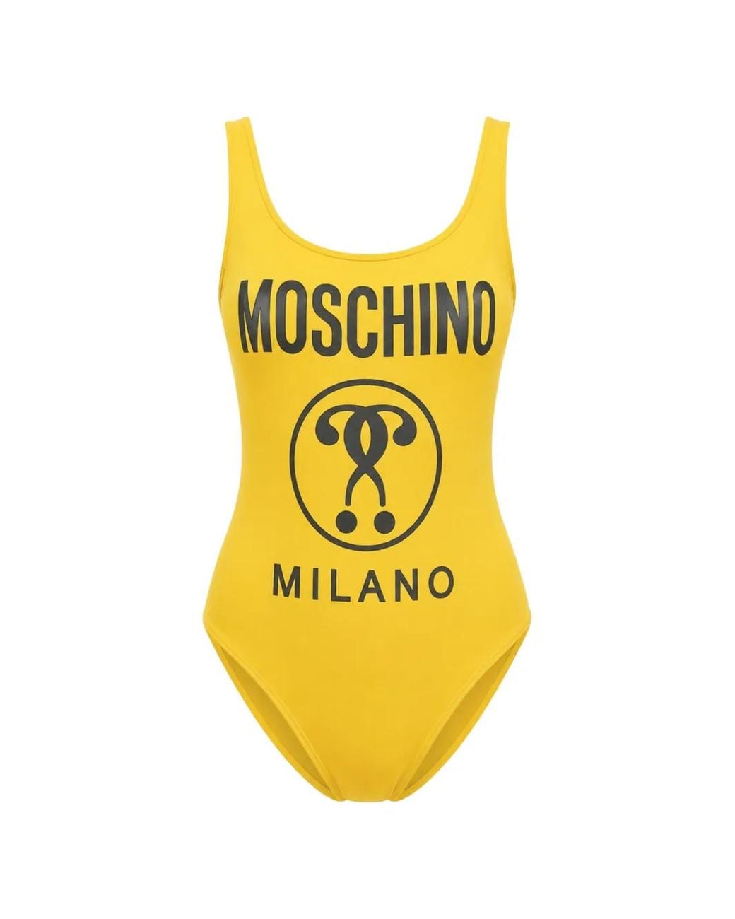 Moschino Yellow Logo-Print Scoop-Neck Swimsuit