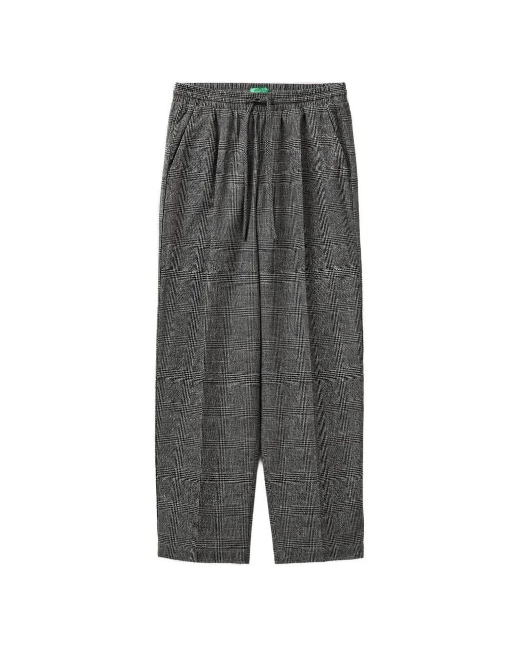Benetton Gray Prince Of Wales Check-Pattern Straight-Leg Trousers