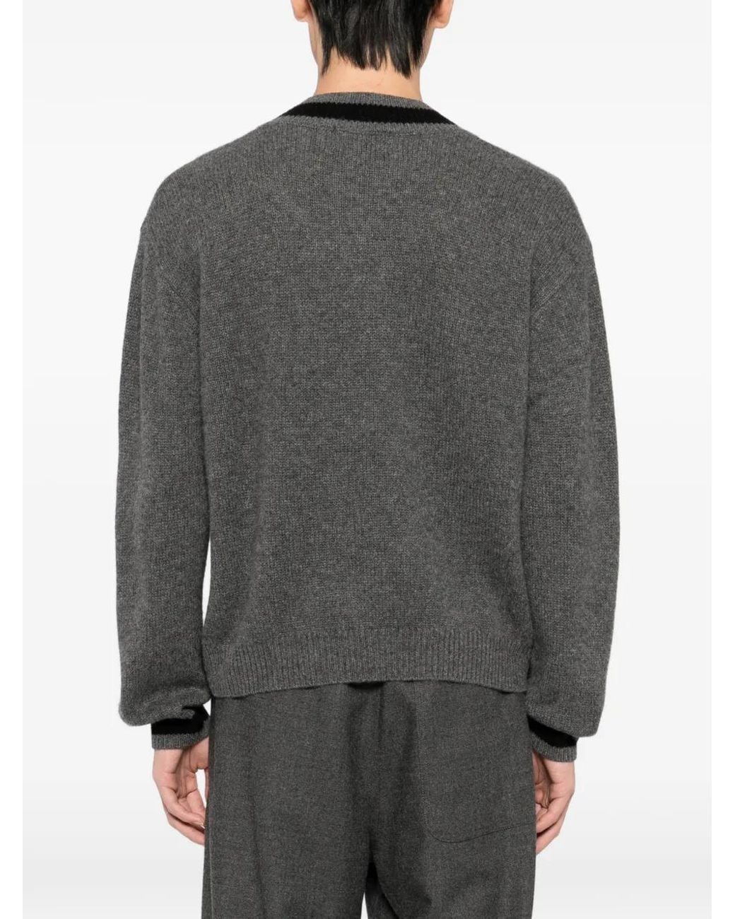 Thames MMXX Gray Cashmere V-Neck Sweater for men