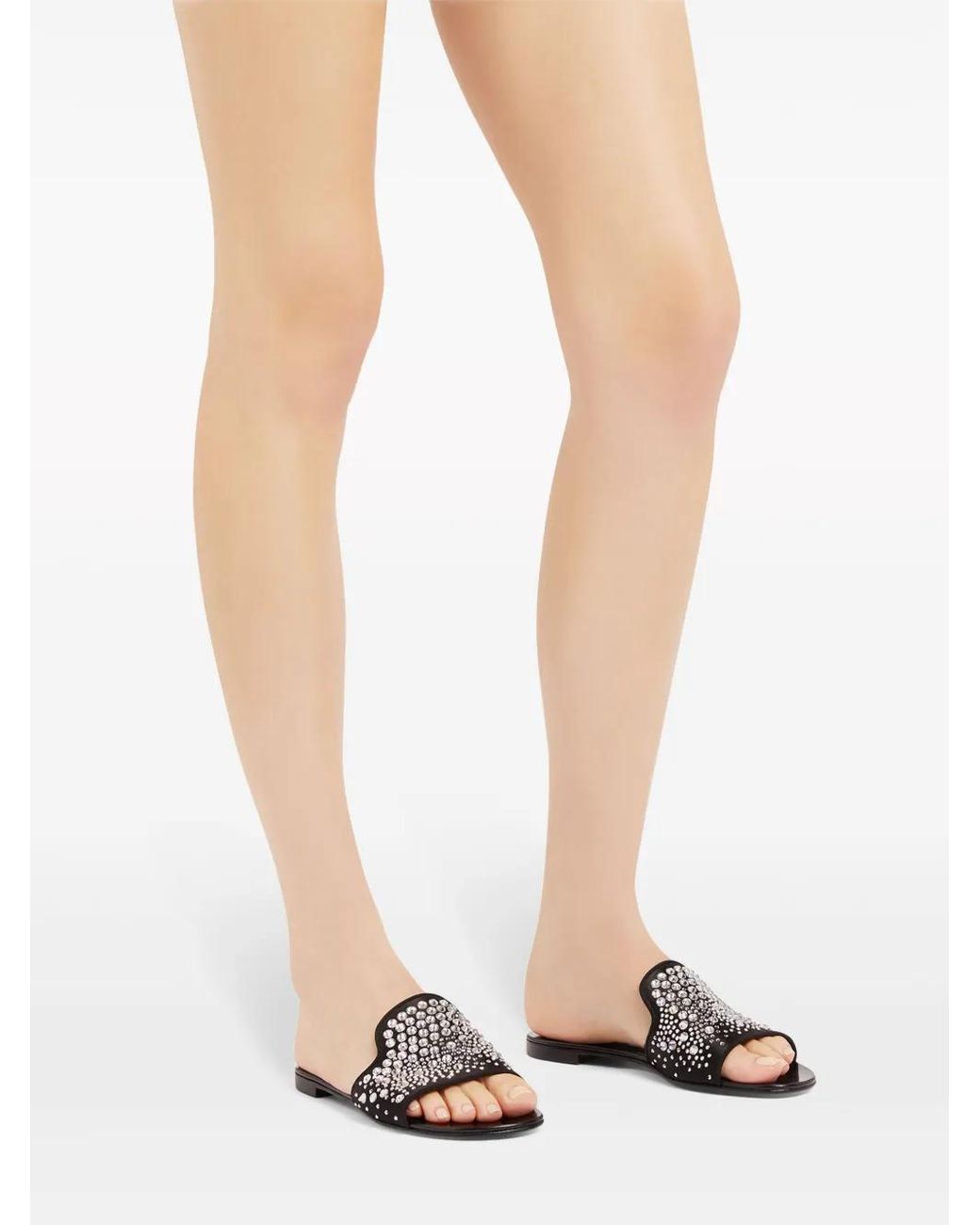 Giuseppe Zanotti Black Andromedha Rhinestone-Embellished Satin Sandals