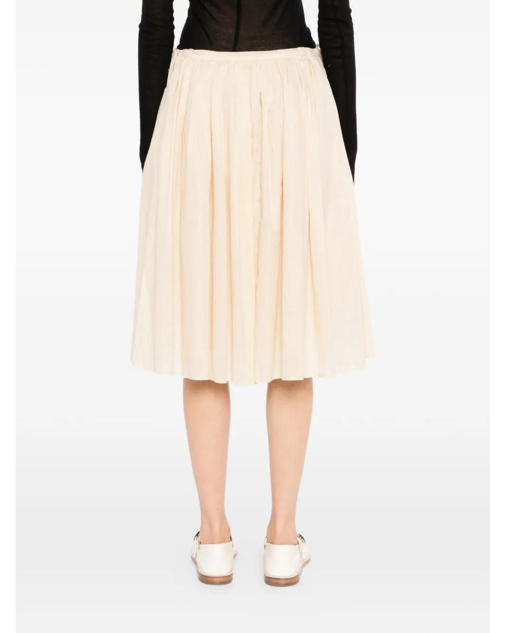 COTEMP Natural Pleated Drawstring-Waist Skirt