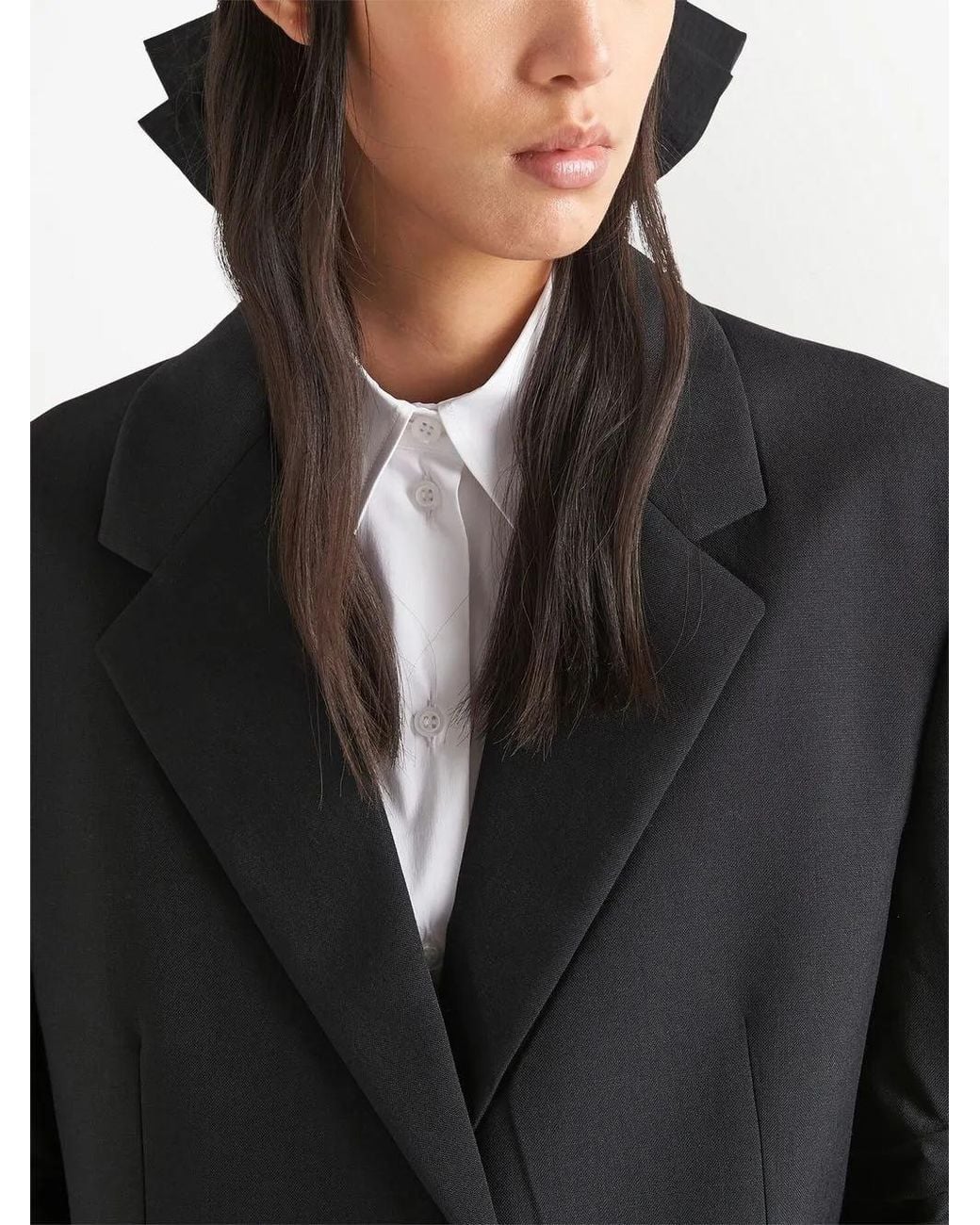 Prada Black Bow-Detail Single-Breasted Coat