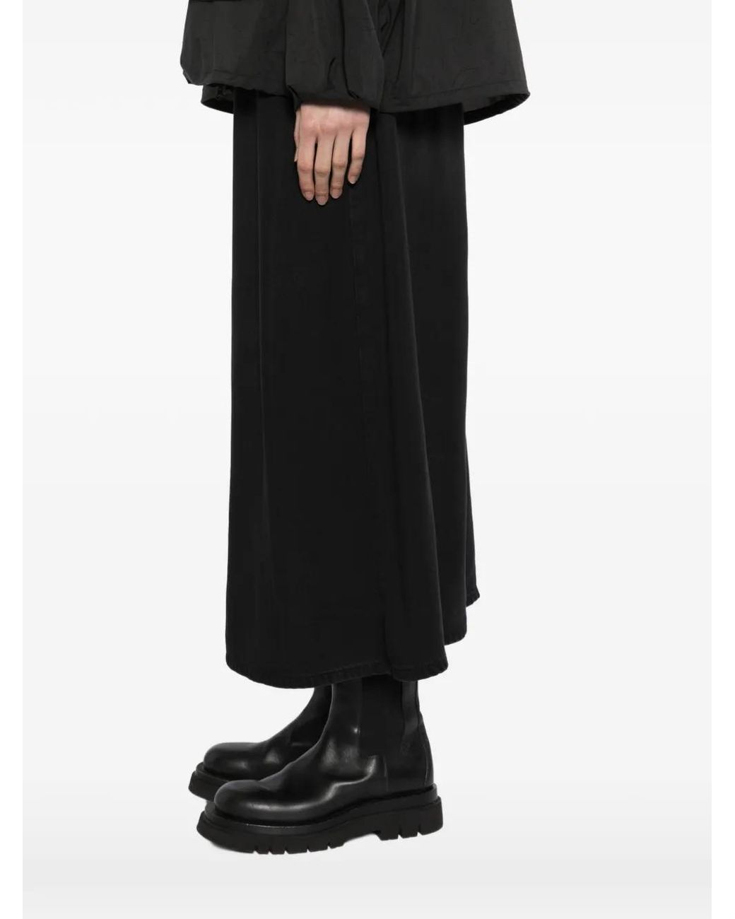 JNBY Black Logo-Patched A-Line Skirt