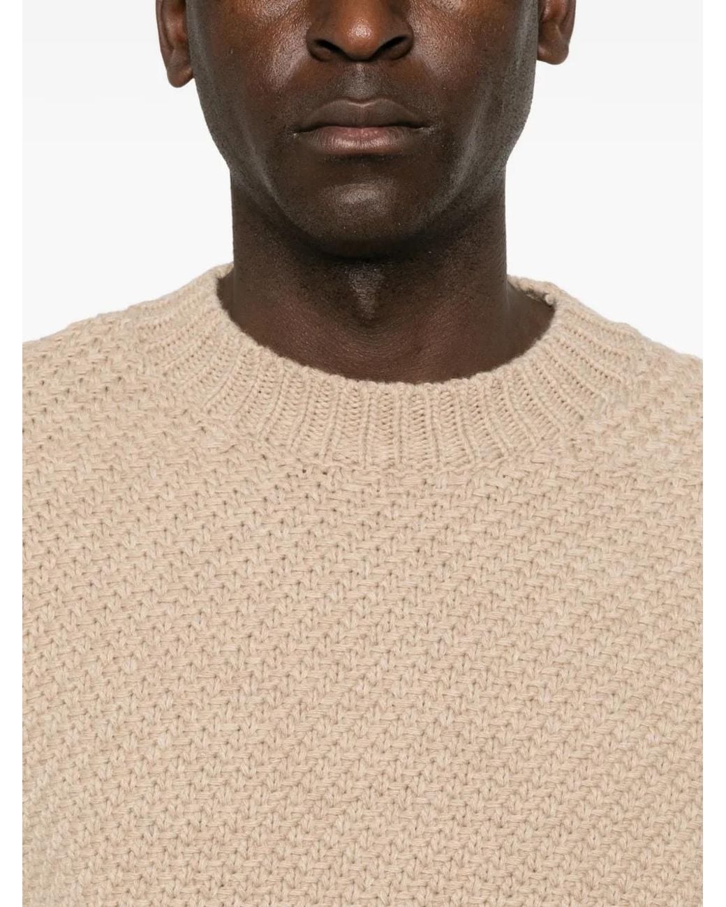 Stone Island Natural Compass Patch Waffle-Knit Sweater for men