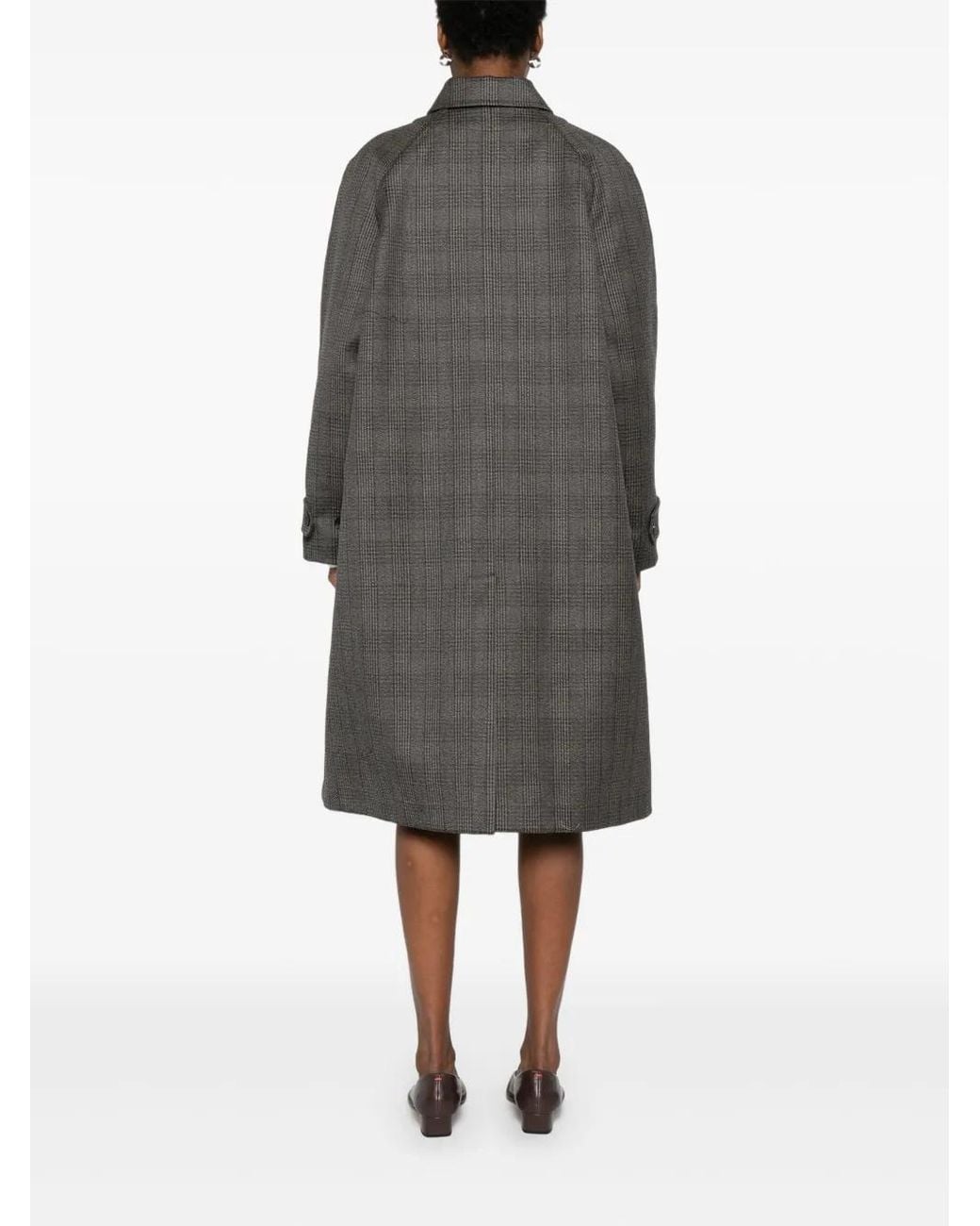 The Row Gray Wool-Silk Check Coat