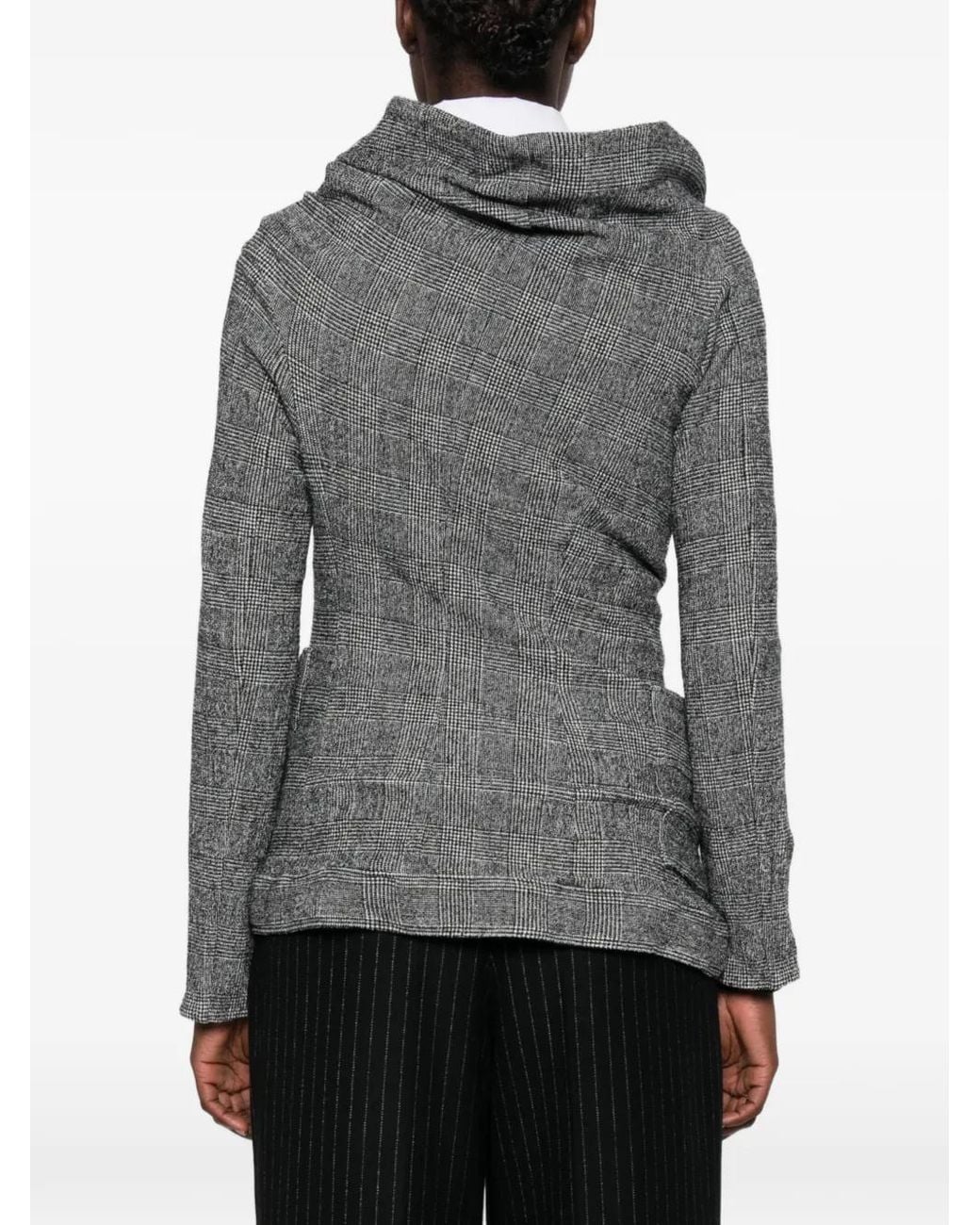 Junya Watanabe Gray Check-Pattern Draped Jacket