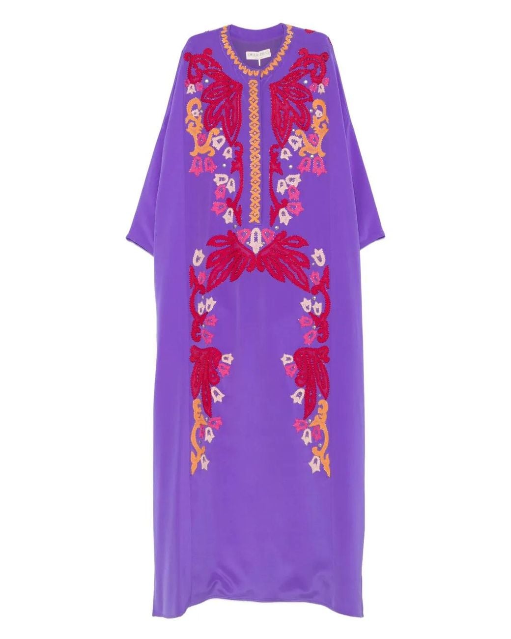 Emilio Pucci Purple Embroidered Silk Maxi Dress