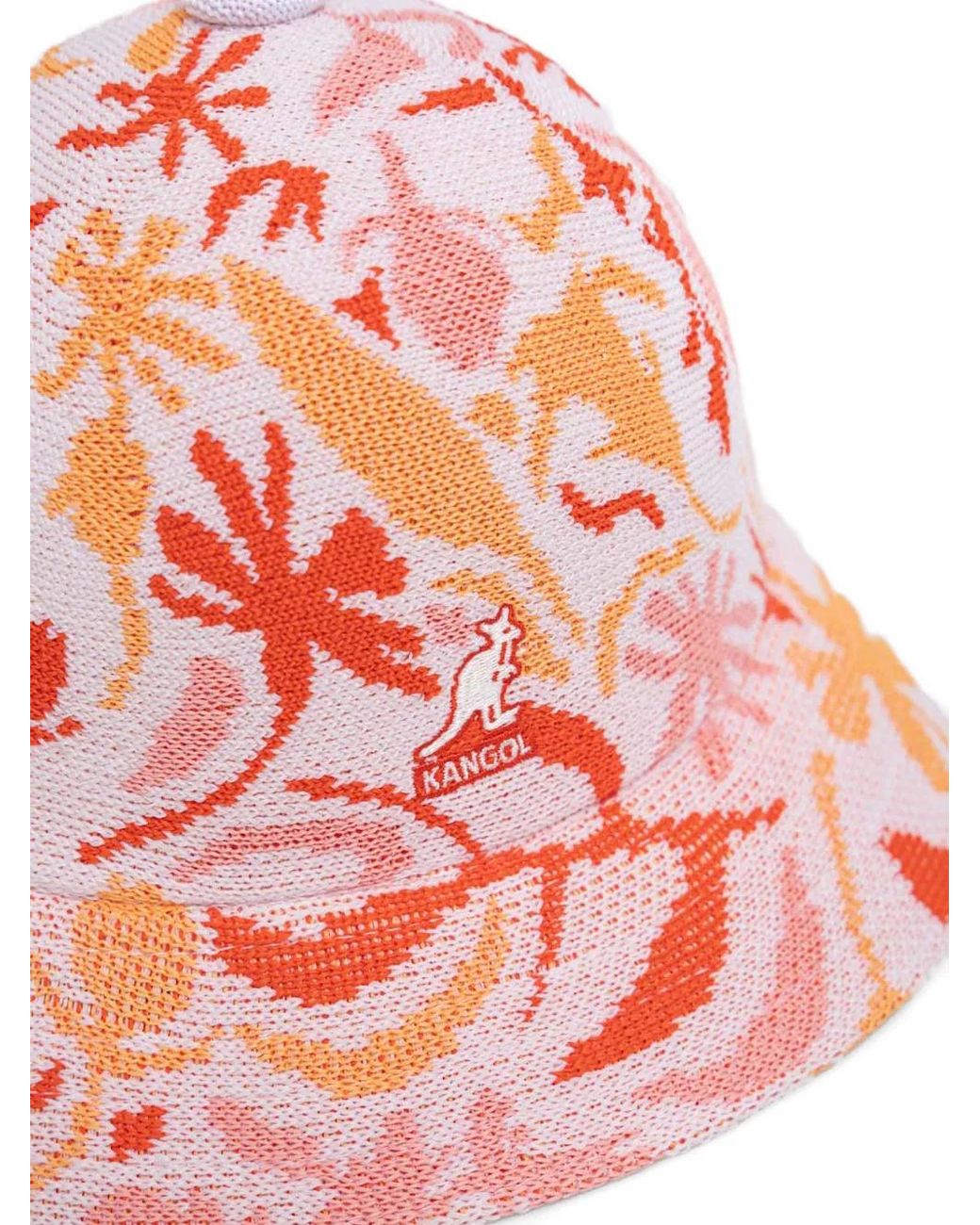Kangol Red Floral-Intarsia Bucket Hat