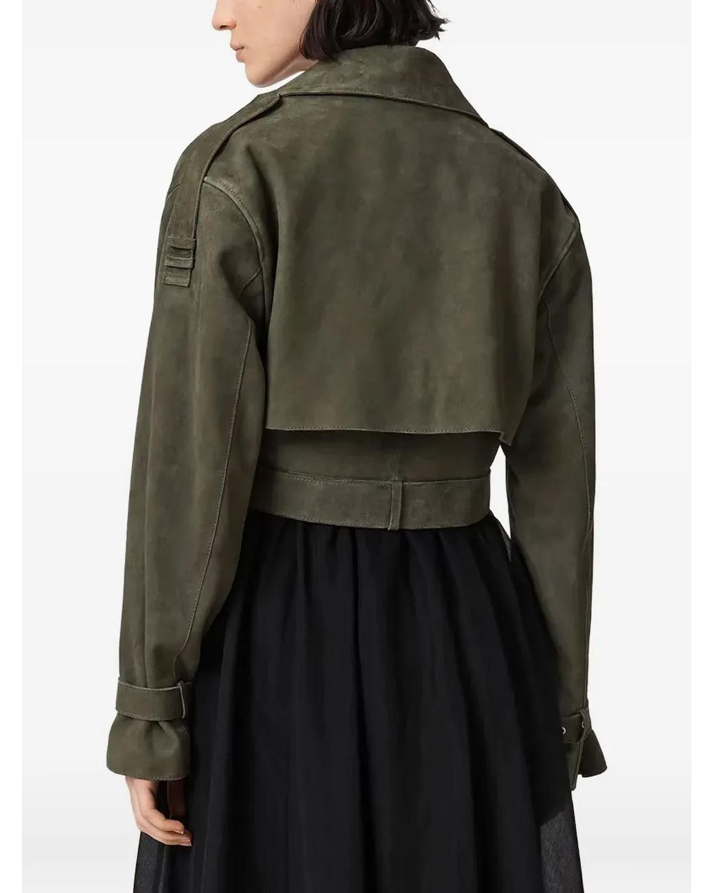 AllSaints Black Ophelia Cropped Suede Jacket