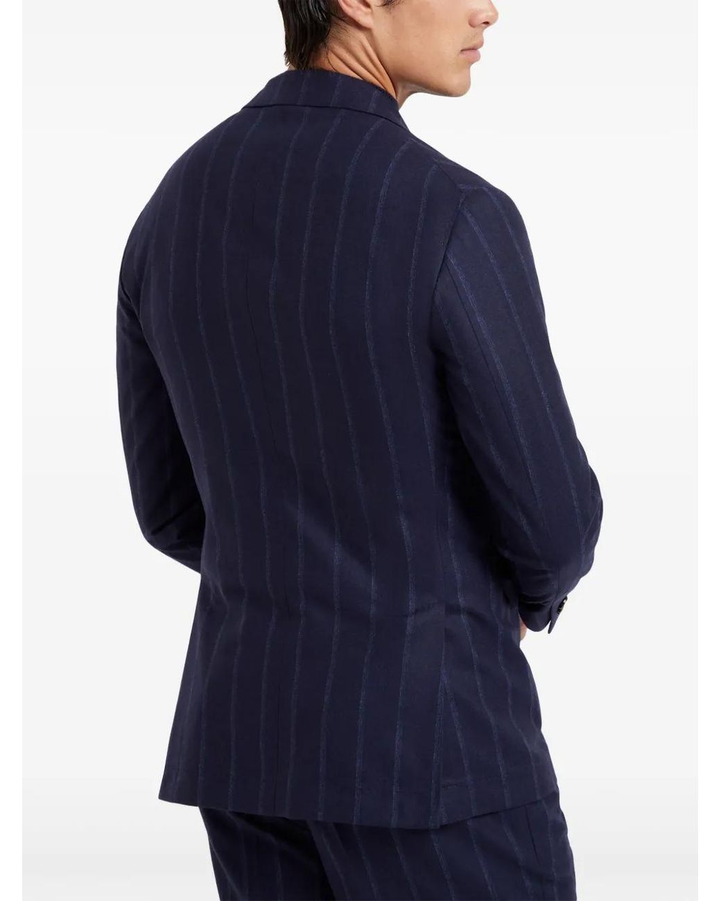 Brunello Cucinelli Blue Striped Wool Blazer for men