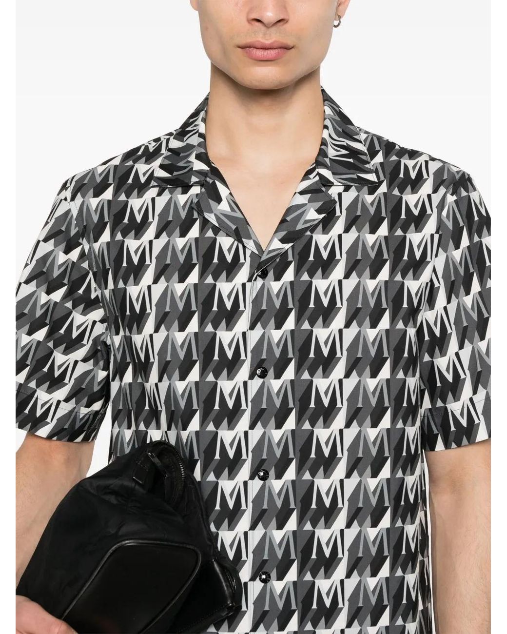 Moncler Black Logo Print Shirt for men