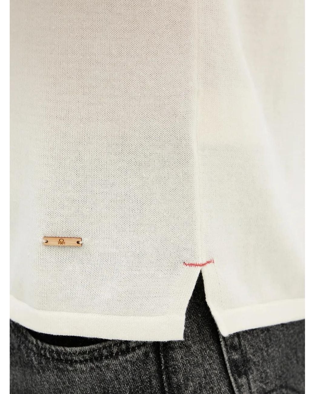 Benetton White Short-Sleeve Polo Shirt for men