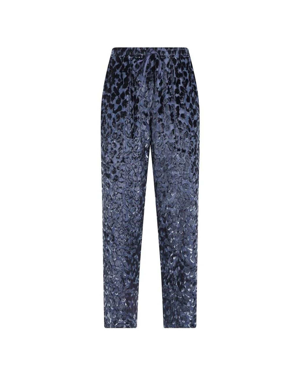 Pierre Louis Mascia Blue Leopard-Pattern Drawstring Trousers