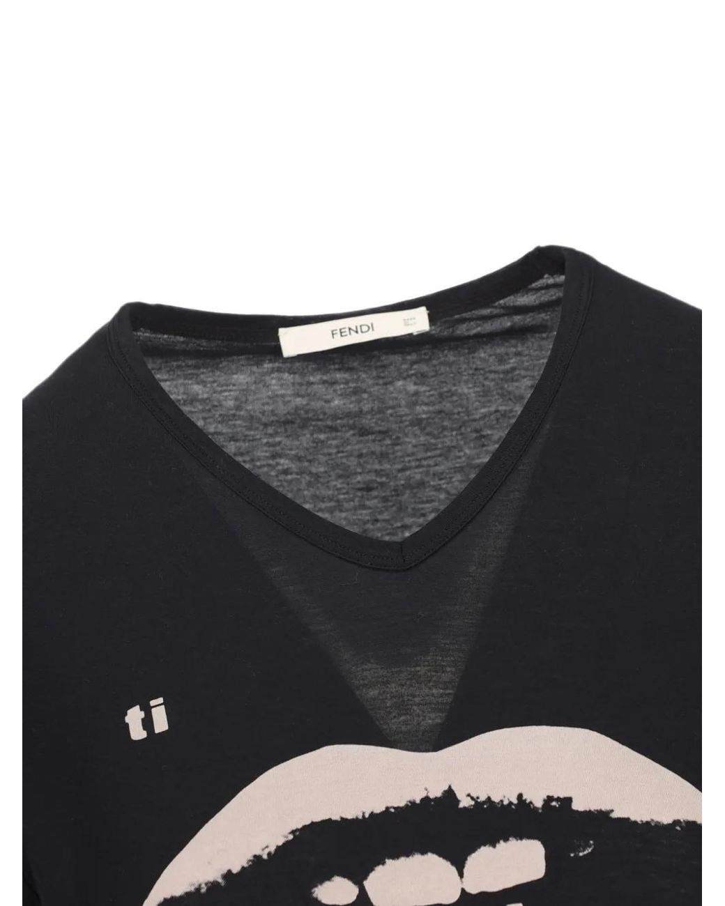 Fendi Black T-Shirt Ti Amo Imprimé