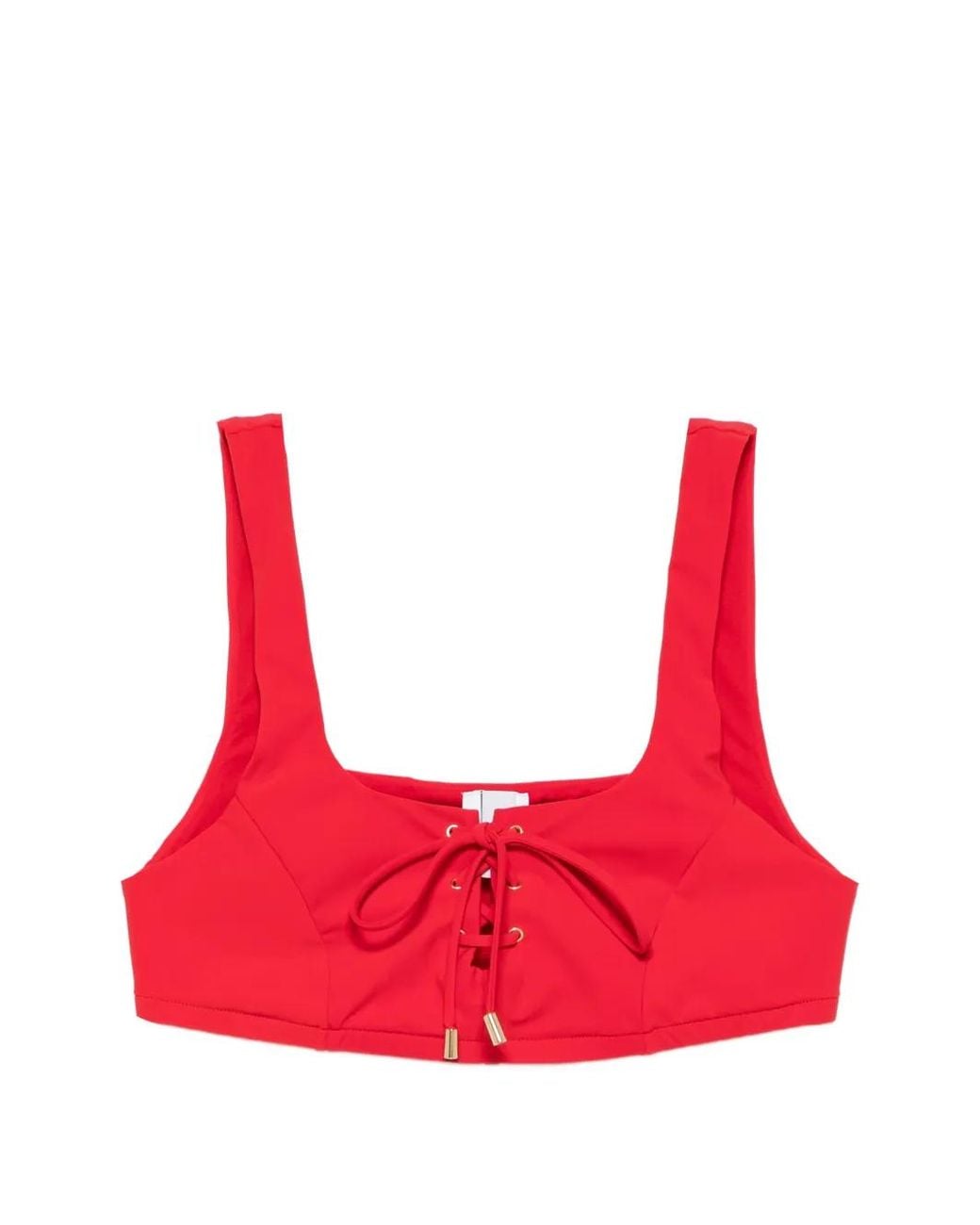 Moschino Red Lace-Up Bikini Top