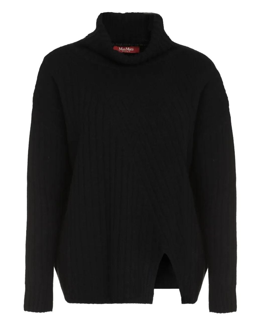 Max Mara Black Ribbed Turtleneck Sweater