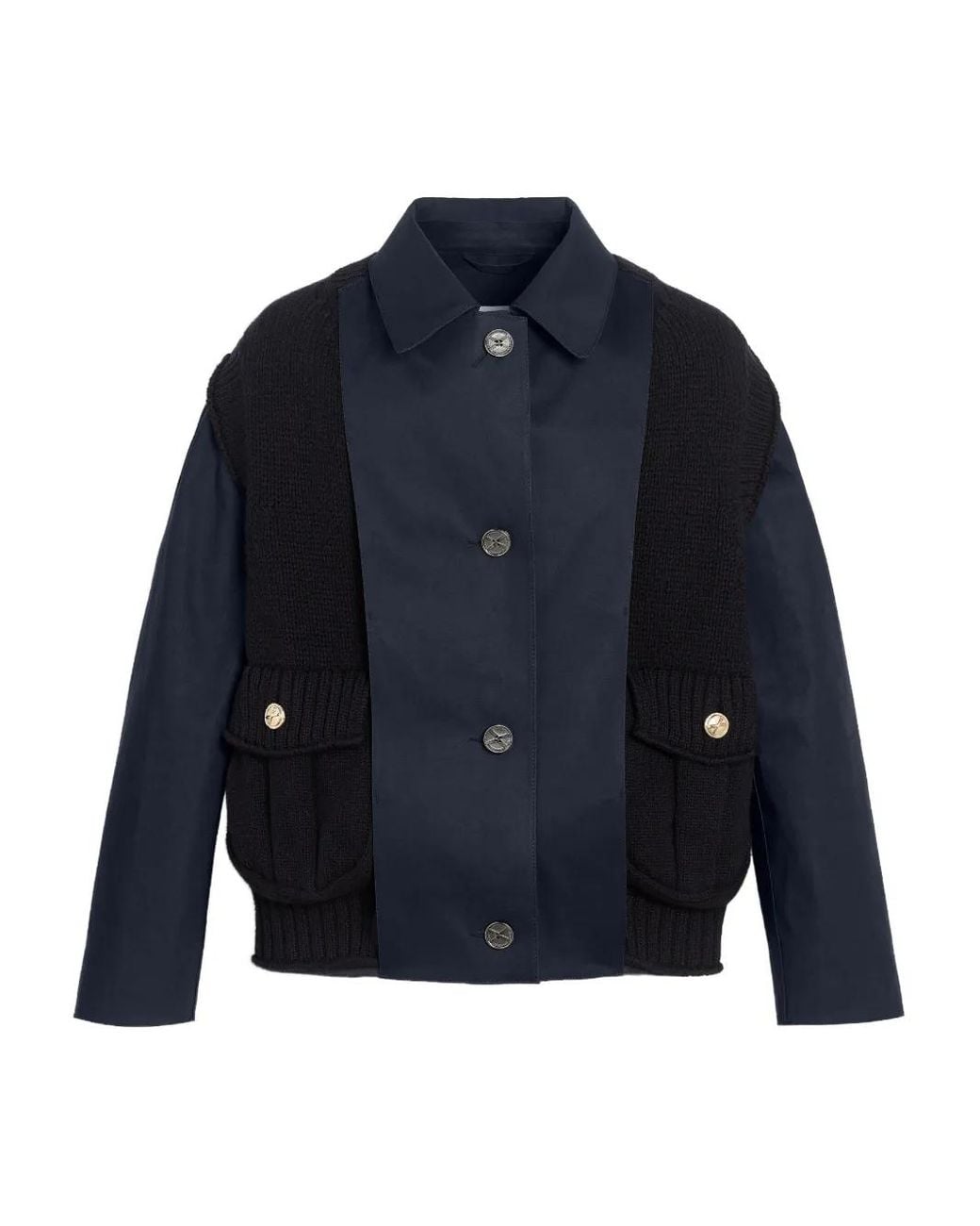 Barrie Blue Cashmere-Paneled Cotton Raincoat