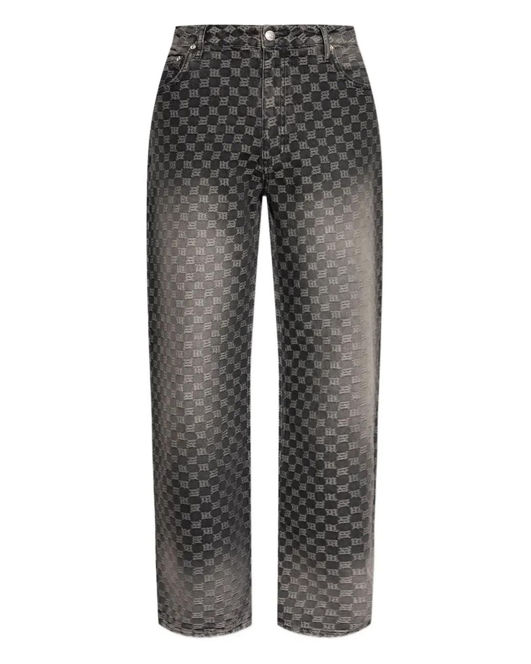 M I S B H V Gray Monogram Jeans for men
