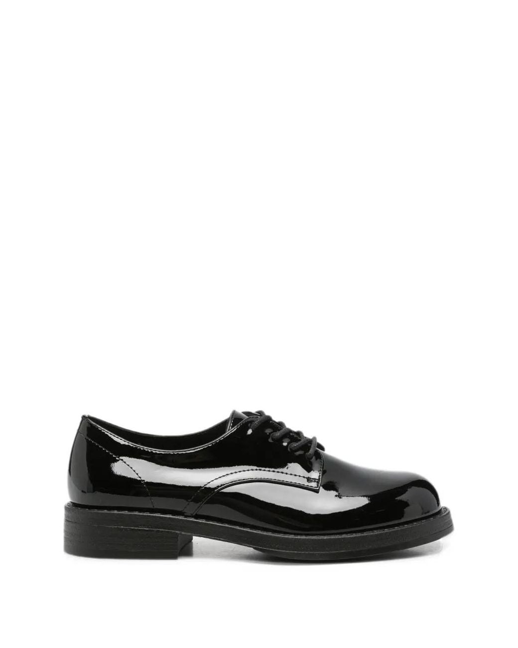 Linda Baumann Black Patent-Finish Lace-Up Loafers