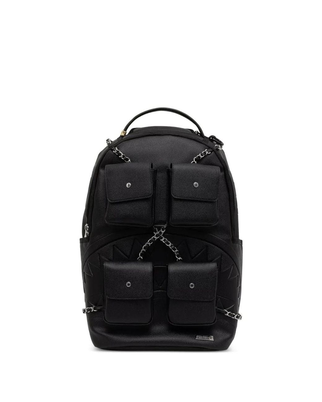 Sprayground Black Chain-Trimmed Backpack