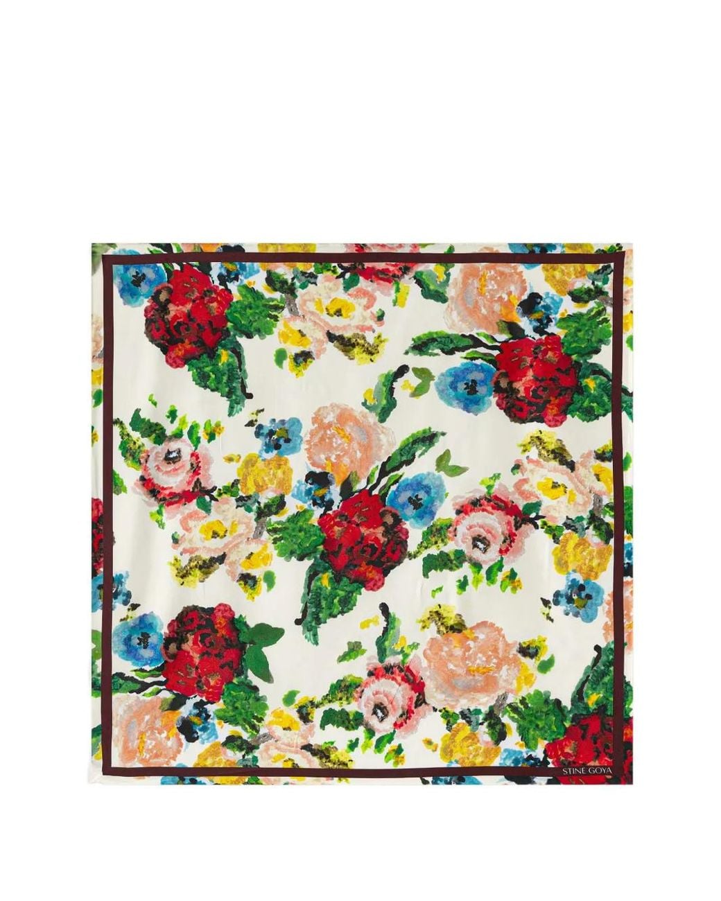 Stine Goya Green Floral-Print Silk Scarf