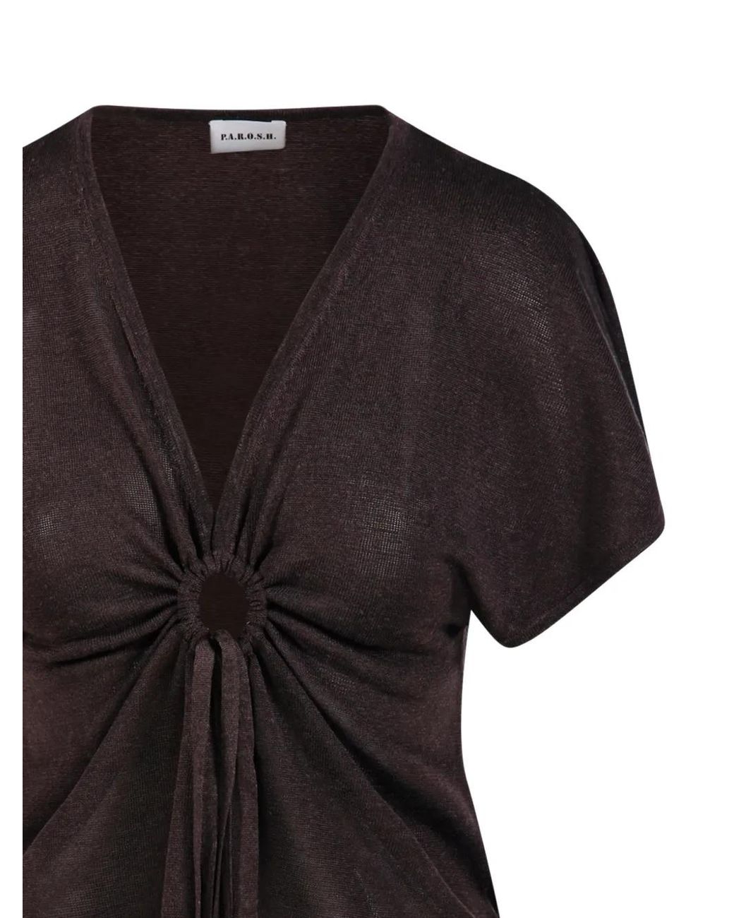 P.A.R.O.S.H. Black Tie-Waist Top