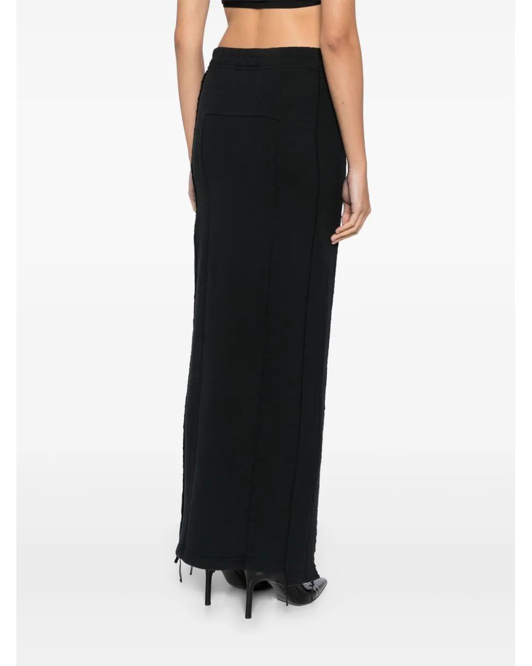Vetements Black Embroidered Jersey Maxi Skirt