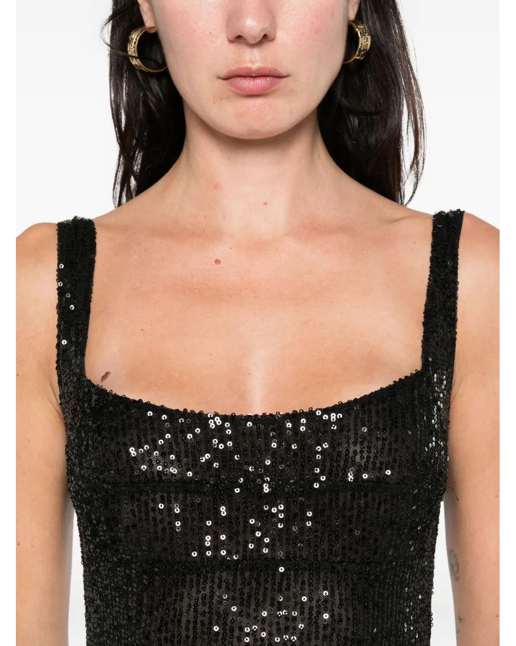 Atu Body Couture Black Sequinned Midi Dress