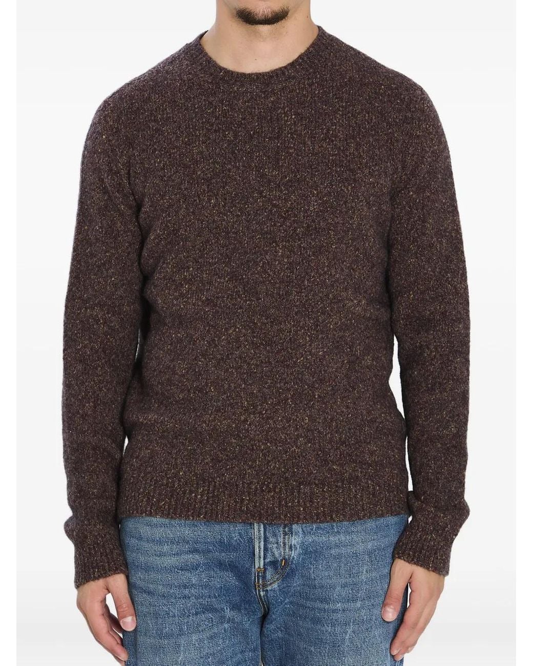 Roberto Collina Brown Knitted Crew-Neck Sweater for men