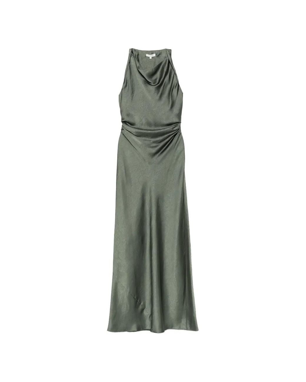 Vince Green Cowl-Neck Ruched Maxi Dress